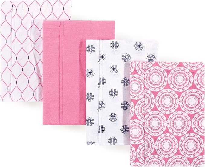 Hudson Baby Cotton Poly Flannel Burp Cloths Multipack, Medallion 8-Pack, One Size