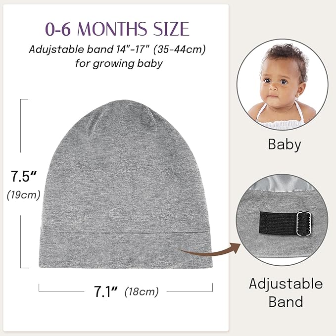 OLESILK Silk Baby Bonnet for 0-6 Months - 100% Mulberry Silk Toddler Hair Bonnet, Adjustable Night Cap for Sleeping