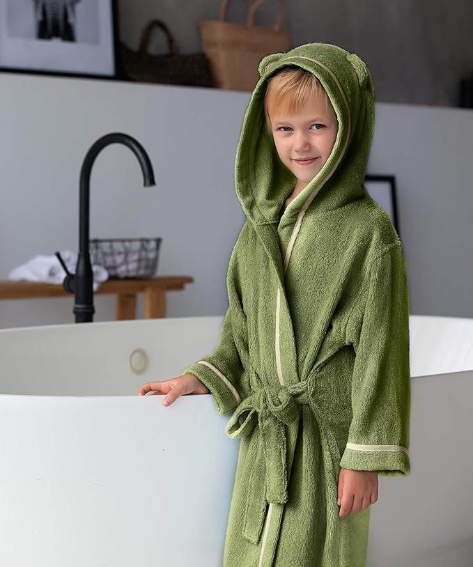Premium Soft Toddler Bathrobe - Rayon from Bamboo Toddler Robe with Hood - Kids Boys & Girls Robe