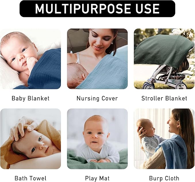 Muslin Swaddle Blankets for Newborn, 3 Pack Breathable Soft Receiving Blanket, Large 38 x 40 inches Swaddle Wrap Burping Clothes, Essentials Infant Shower Items, Toddler Gift (Cute Flower)