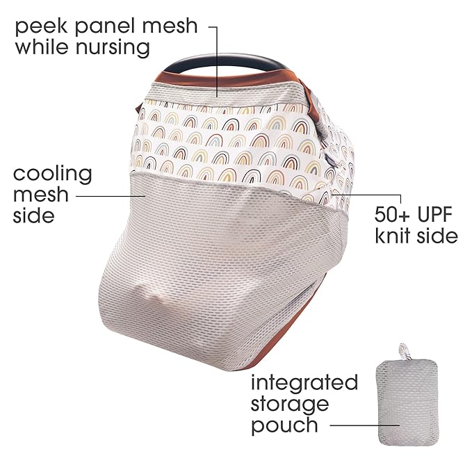 Boppy 4 and More Multi-use Cover, Spice Rainbow Arches, Quick-Dry UPF 50+ Knit and Breathable Mesh, Versatile for Car Seat Canopy, Nursing Cover, Infant Strollers, Shopping Carts, Highchairs and More