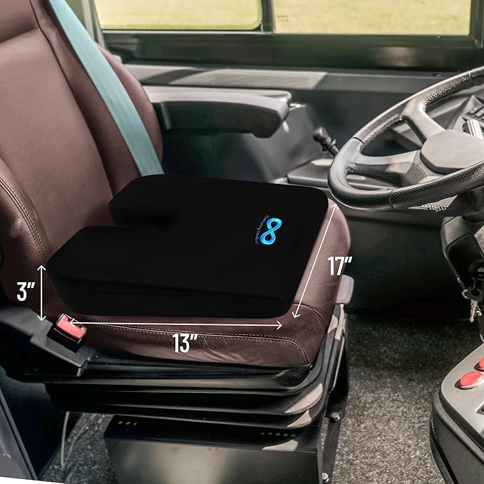 Everlasting Comfort Car Seat Cushion for Driving - Wedge Car Cushion for Office, Travel, Gaming Chair Memory Foam Driver Booster for Short People, Non-Slip, Washable Cover, Back & Sciatica Relief