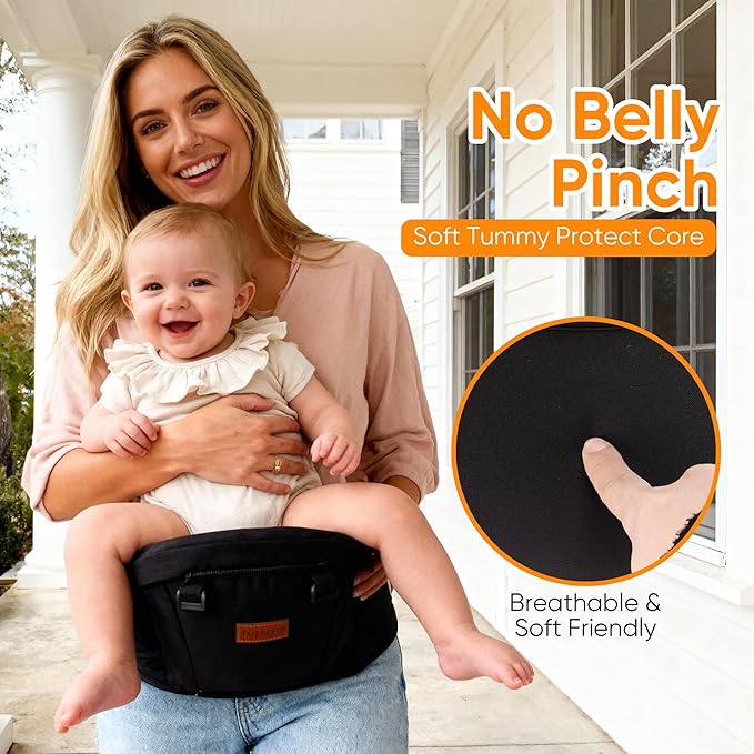 Baby Carrier, 6-in-1 Baby Carrier Newborn to Toddler, Babys Carriers with Hip Seat Lumbar Support 7-45 lbs, Baby Soft Carrier for All Seasons & Positions