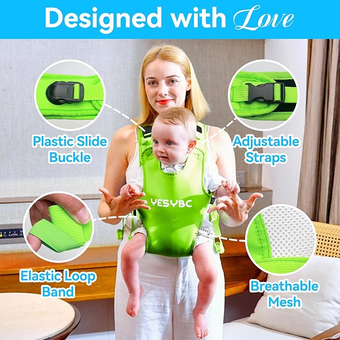Baby Carrier, Dual-Use Adjustable Baby Sling Support Infant Chest Holder with Drawstring Backpack for Newborn to Toddler 13-33 lbs Swimming Pool Beach Land (Green)