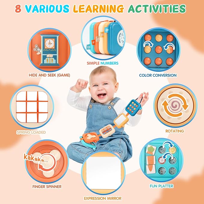 Busy Board for 1 Year Old, Travel Toys for Toddler 1-3 on Plane Car, Montessori Busy Board Busy Cube, Toys for 1 Year Old Boy Girl, Valentine Gifts for Kids