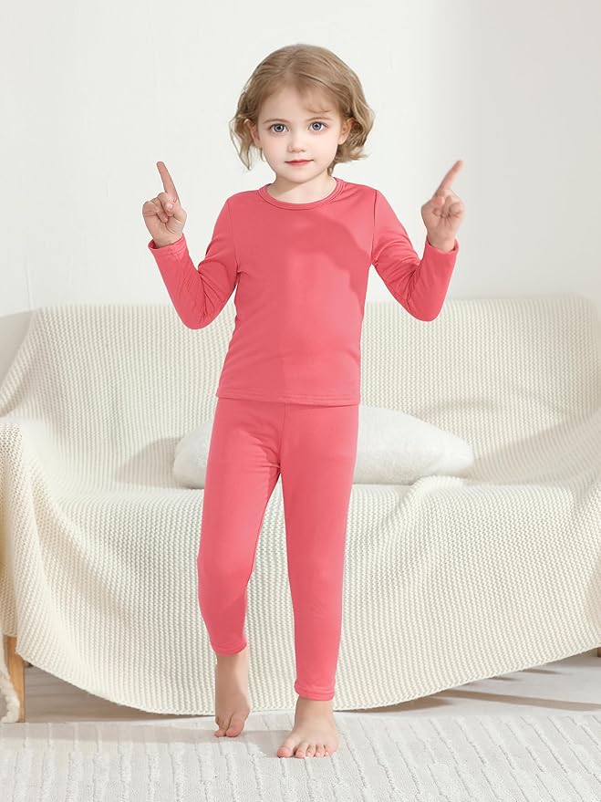VZV 2T-6Y Toddler Thermal Set Thermal Underwear for Kids Fleece Lined Toddler Base Layer Long Johns for Kids Boys Girls
