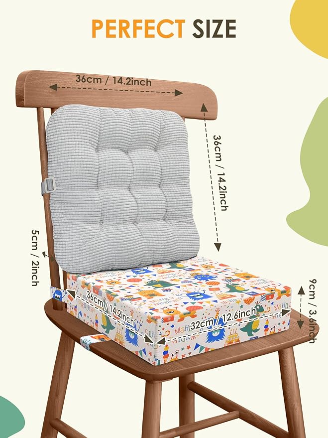 Booster Seat for Kitchen Chair, Toddler Booster Seats with Adjustable Washable Safety Belts Kitchen Dining Table Booster Seat Portable Travel Increasing Cushion for Baby Child Kid Boy Girl (Monster)