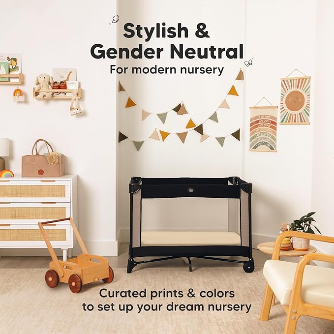 Pack and Play Sheets Fitted - 2-Pack Mini Crib Sheets for Pack N Play Mattress 38x26, Soft & Cozy, Neutral Toddler Playard Bedding, Snug Fitted Mini Baby Crib Mattress Cover Boy, Girl (Khaki)