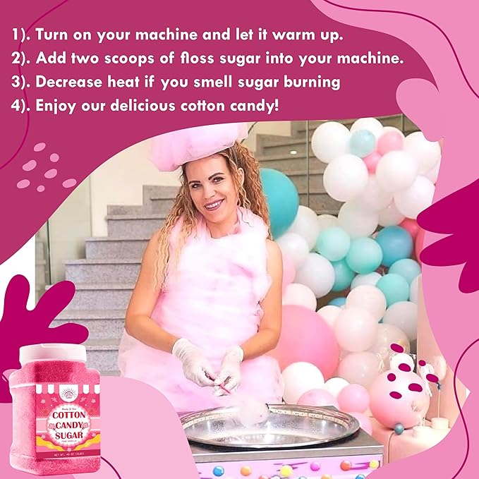 Cotton Candy Floss Sugar Package of 2ct-(Pink Vanilla and Blue Raspberry)-3lb Each Flavor- (2ct-3lb Jars)