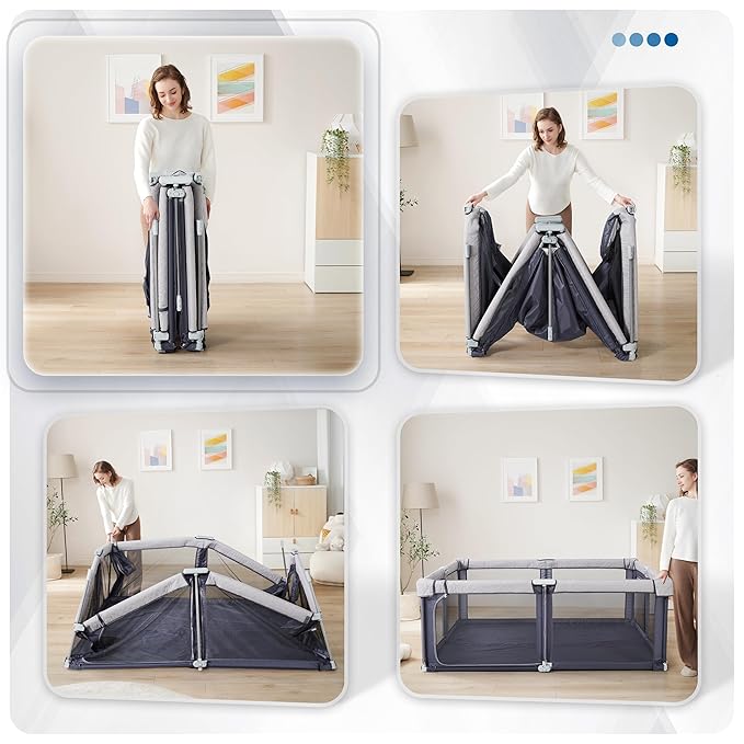 Sweeby Baby Playpen, 79x71 Inch Baby Gate Playpens for Babies and Toddlers, Extra Large Playpen with Door Play Yard for Fence Indoor and Outdoor Play Pen,Space Gray
