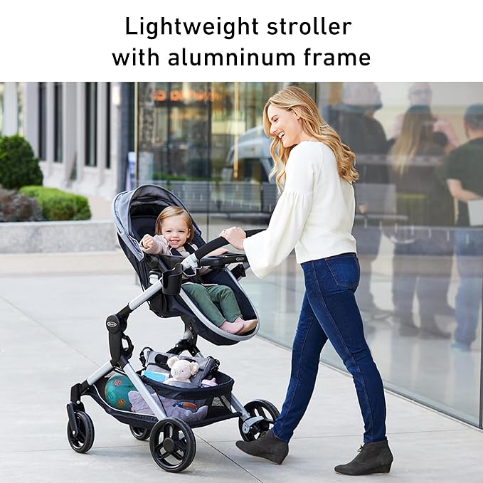 Graco Modes Nest DLX Travel System, 3-in1 Modular Baby Carseat Stroller Combo, Adjustable Slide2Me Infant Car Seat Carrier, Pramette, to Toddler Stroller, Includes SnugRide DLX Infant Car Seat, Raven