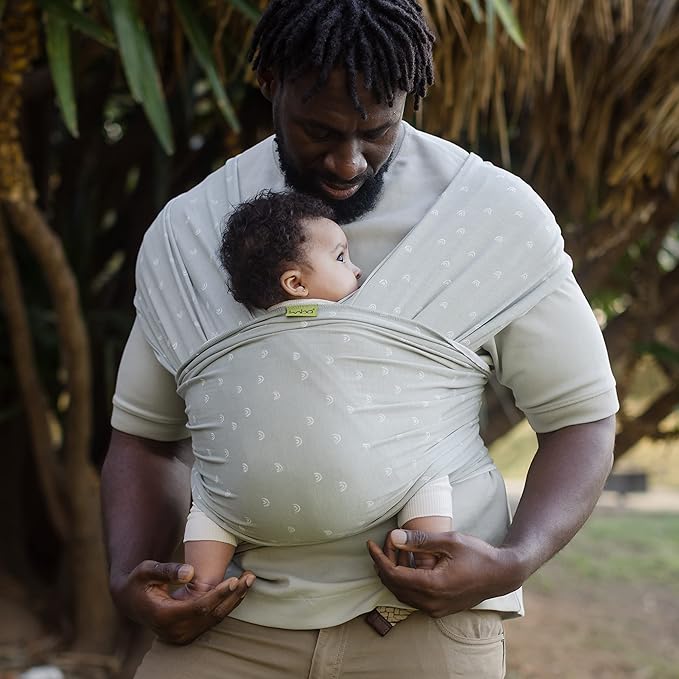 Boba Baby Wrap Carrier – Original Baby Sling Carrier for Newborns (7–35 lbs), Soft, Secure, Hands-Free & Ergonomic, Ideal for Comfortable Bonding, New Parents (Serenity Sage Rainbows)