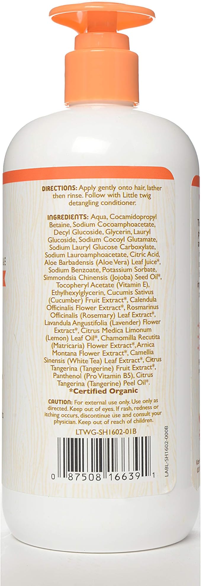 Little Twig Happy Tangerine Shampoo, Hair Shampoo with Natural Plant Derived Formula, Vegan, Gluten-Free, Perfect for Newborns, 17 fl. oz.