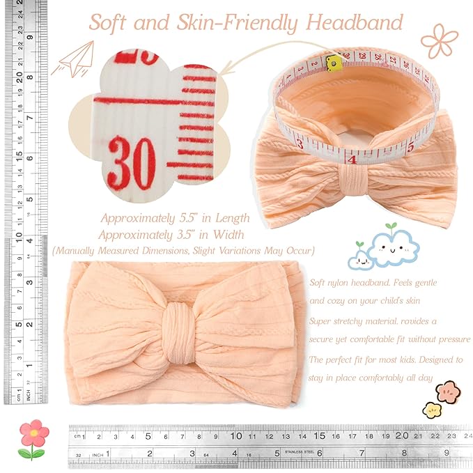 CÉLLOT 6 Pcs Baby Bows Headbands Nylon Hairbands Baby Girl Bows Hair Accessories for Newborn Infant Toddler Essentials (Nature Color Series)