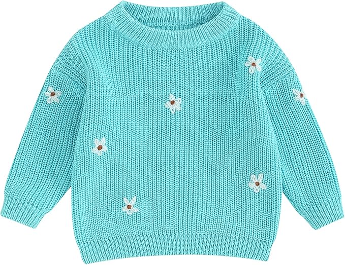 Mubineo Baby Girl Winter Clothes Cute Flower Sweater Crewneck Pullover Long Sleeve Knit Newborn Infant Sweaters