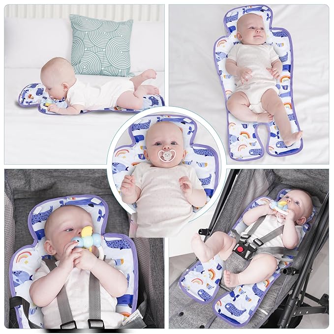Gel Car Seat Cooler Pad,1 Pack Double Sides-Universal Baby Stroller Ice Cushion Mat,Summer Cooling Seat Liner,Multifunctional Suitable for Baby Dining Chair,Child Safety Seat(Whale + Blue Dinosaur)