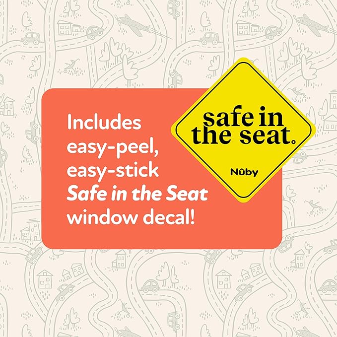 Nuby x Safe in The Seat Pop-Open Car Sun Shades - 2 Piece Set - Static Cling Window Shades for Baby in Car - UV Protection, Easy Install, and Universal Fit
