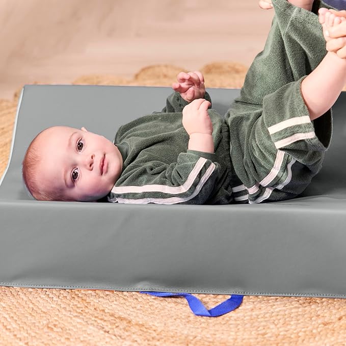Contoured Portable Baby Changing Pad, Newborn Essentials, Grey/Light Grey