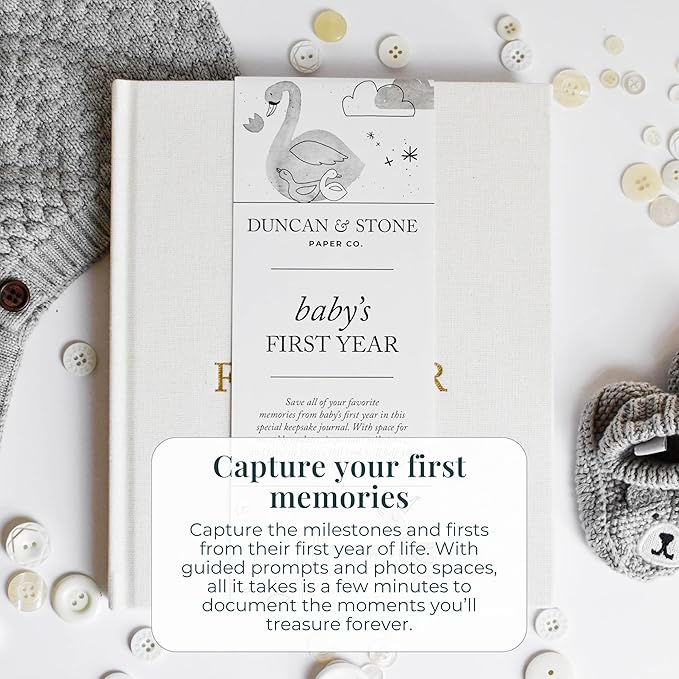 Baby First Year Book - Heirloom Keepsake Baby Memory Book to Record Important Milestones, Photos & More - Pregnancy Books (Sky Blue,112 Pages)