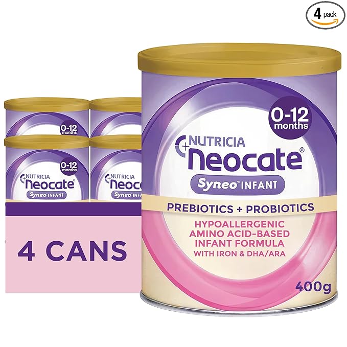 Neocate Syneo Infant - Hypoallergenic, Dairy-free, Amino Acid-Based Baby Formula with Prebiotic Fiber, Probiotics & DHA/ARA - Food Allergy-Friendly Formula - 14.1 oz (Pack of 4)