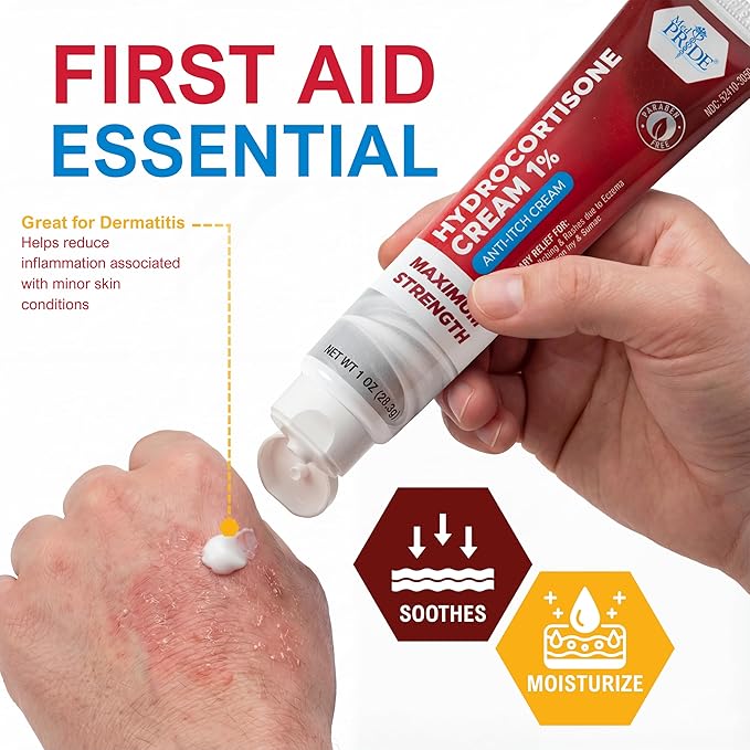 MED Pride Hydro Cortisone (Hydrocortisone) Cream 1% OTC Bulk Pack of 4 X 1 Oz Anti-Itch Ointment for Rash, Eczema, Bug Bites