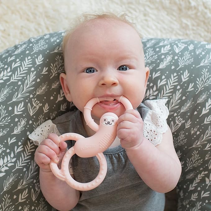 Dr. Brown's Flexees Teether, Pink Sloth, Soft 100% Silicone Baby Teether, BPA Free, 3m+, 1 Pack