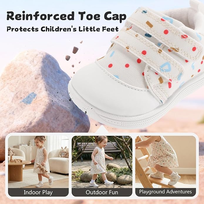 Baby First Walking Shoes Baby Girls Wide Barefoot Sneakers Lightweight Soft Toddler Shoe Non-Slip Ankle Support