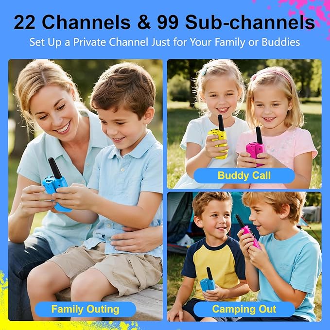 Walkie Talkies for Kids Toys Valentines Day Gifts for Kid Boys Girls 4-6, 3 Miles Range Walkie Talkie to Camping, Outdoor, 4 Year Old Girl Birthday Gifts for 3 4 5 6 7 8 9 Year Old Boy Girl Gifts