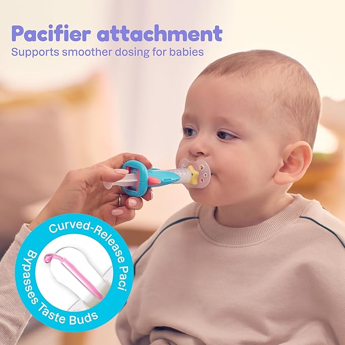 Medicine Dispenser, Rocket - Liquid Medication Syringe for Newborns, Infants, Babies & Toddlers - Baby Medicine Kit with Pacifier Attachment for Accurate Dosing