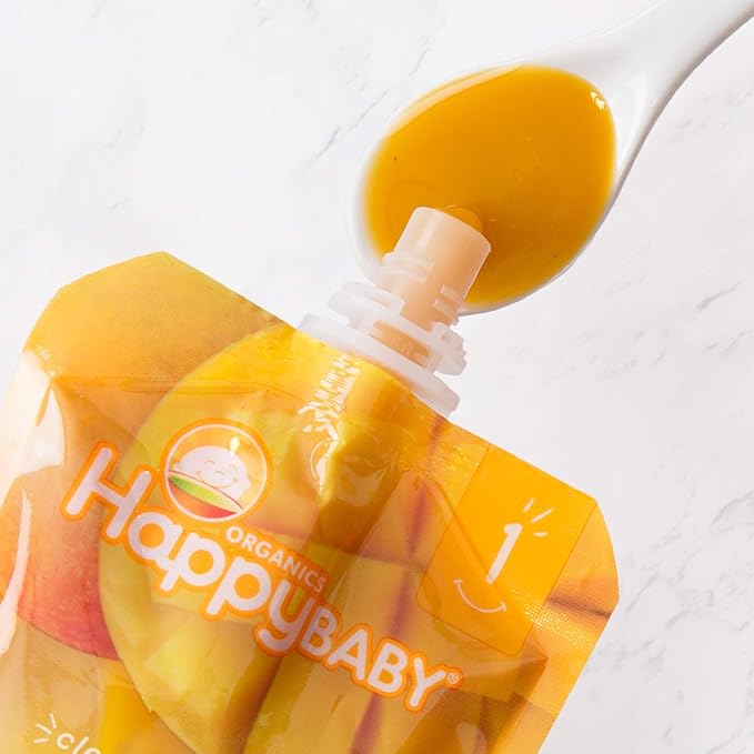 Happy Baby Organics Clearly Crafted Stage 1 Baby Food, Mangoes, 3.5 Ouncee Pouch (Pack of 16)