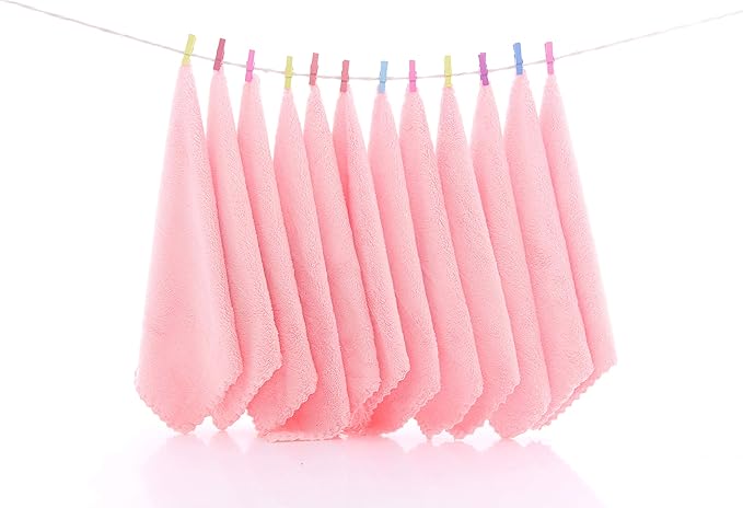 12 Pack Baby Washcloths - Extra Absorbent and Soft Wash Clothes for Newborns, Infants and Toddlers - Suitable for Baby Skin and New Born - Microfiber Coral Fleece 12x12 Inches, Pink
