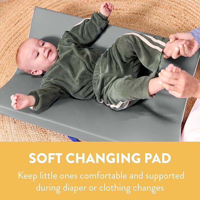 Contoured Portable Baby Changing Pad, Newborn Essentials, Grey/Light Grey