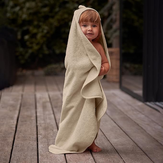 Baby Hooded Towel – Organic Cotton Baby Bath Towels – Baby Towels, Baby Bath Towels for Baby Boy, Baby Girl, 32" x 32" Super-Soft and Absorbent Baby Towels for Newborn (Bear - Fog)