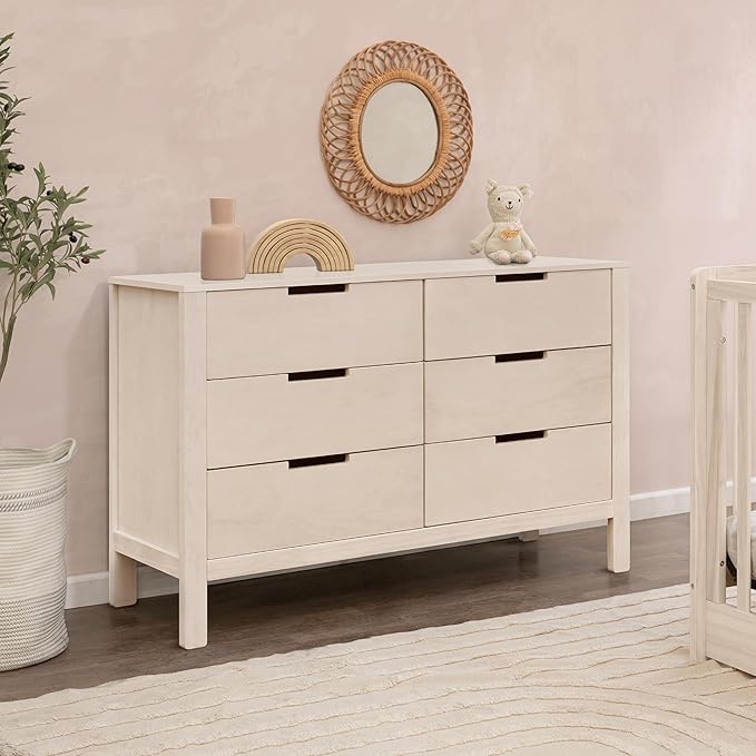 Carter's by Colby 6-Drawer Baby Dresser for Bedroom - Kids Dresser for Boys & Girls - Double Chest of Drawers for Nursery - Versatile Wooden Dresser for Living Room & Hallway - Washed Natural