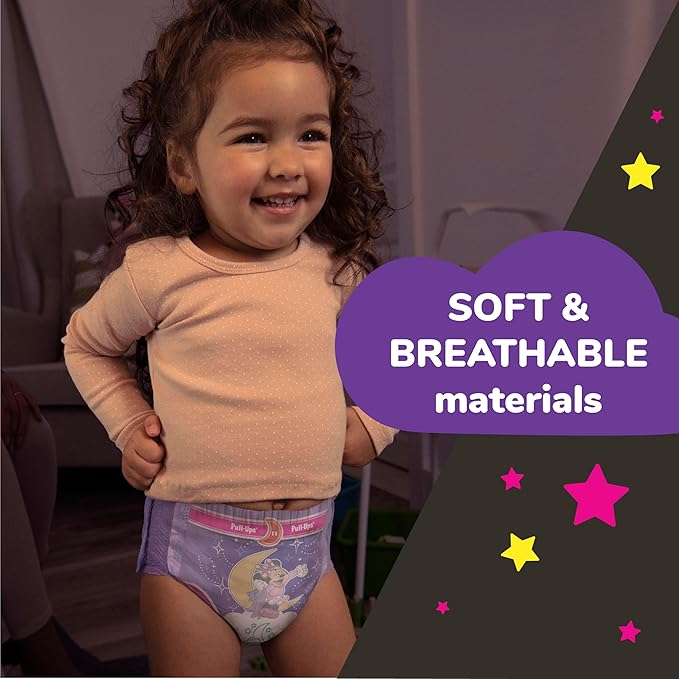 Pull-Ups Girls' Nighttime Potty Training Pants, Training Underwear, 3T-4T (32-40 lbs), 60 Ct