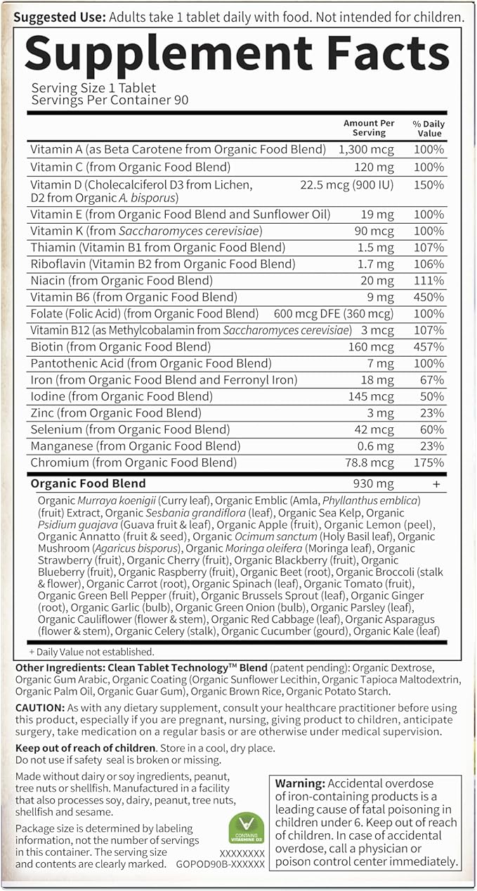 Garden of Life Prenatal Vitamins for Women, Organics Folate for Energy & Healthy Fetal Development,Non-constipating Iron,Vitamin C, B6, B12, D3,Non-GMO,Gluten-Free, Vegan, 90 Day Supply (Pack of 2)