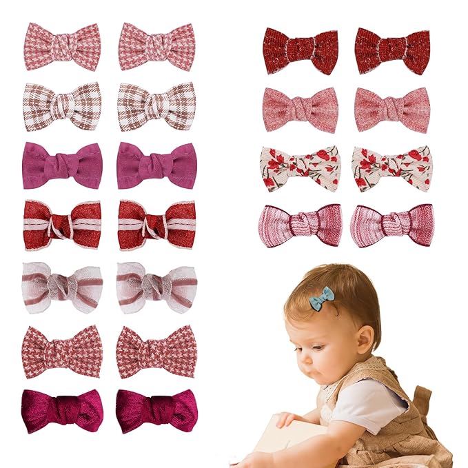 JESSCAT 22 Pcs Hair Clips for Girls with Bows Flower, Fully Lined Alligator Clips and Barrettes, Fabric Handmade Barrettes Hair Accessories for Girls Baby Infants Toddler Kids