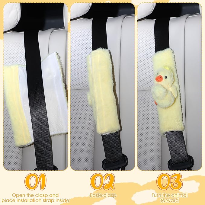 4 Pcs Animal Car Seat Belt Covers Plush Seatbelt Strap Cover Soft Seatbelt Shoulder Pads Seat Belt Cushion Decorative Padded Vehicle Accessory for Kids Adults(Farm)