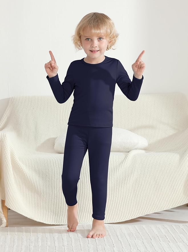 VZV 2T-6Y Toddler Thermal Set Thermal Underwear for Kids Fleece Lined Toddler Base Layer Long Johns for Kids Boys Girls