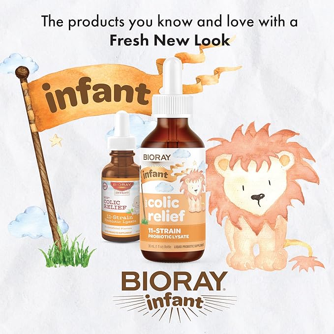 BIORAY Infant NDF Colic Relief - 1 fl oz - 11-Strain Probiotic Lysate - Ease Discomfort in the Stomach, GI Tract & Colon - Non-GMO, Vegetarian, Gluten Free - Approx. 30 Servings