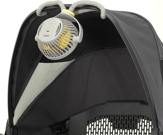 Veer Flex Fan - Portable Baby Stroller Fan - Lightweight and Quiet 4 Speed Motor Provides Maximum Cooling and Extra Long Battery Life - 360 Degree Rotation - Baby Finger Safe