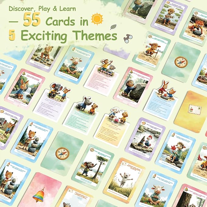 Kids Nature Scavenger Hunt – Outdoor Game for Kids | Laminated Waterproof, Wipe-Clean | 55 Cards, 5 Themes, Spinner & Stickers, Soft-Touch | Ages 3–12 Stocking Stuffers