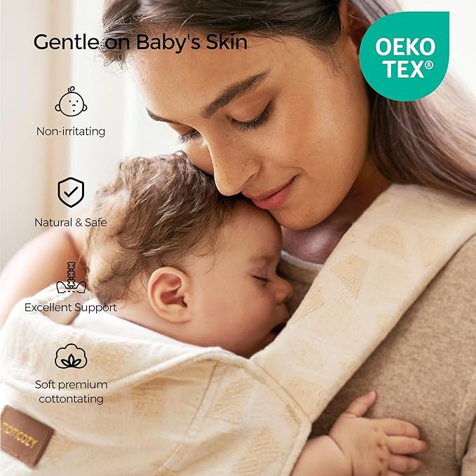 Momcozy Newborn Carrier WeeSnug- Lightweight and Cozy Comfort for 7-25 lbs, Ergonomic Cross-Back Support, Jacquard Weave, Hands-Free Baby Carrier with Lumbar Support, Geometry