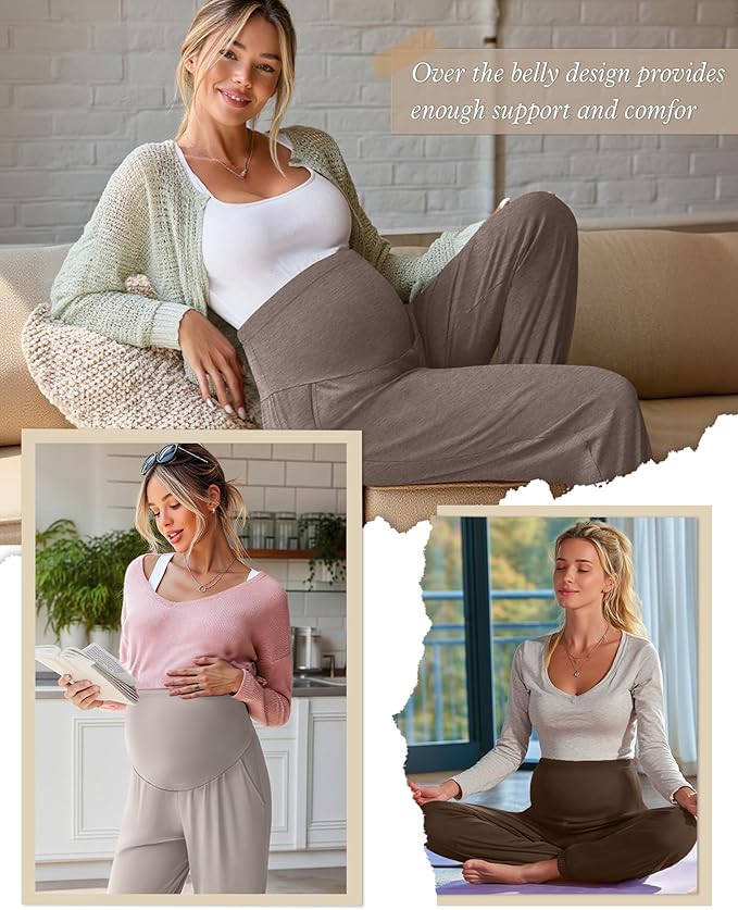 3 Pack Women's Maternity Pants Maternity Jogger Sweatpants Over The Belly Stretchy Pregnancy Pants with Pockets