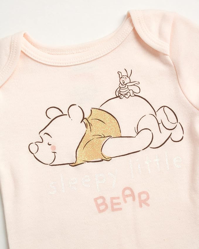 Disney Newborn Baby Girl Boy Clothes - 7 Piece Mickey Mouse Winnie the Pooh Bib Onesie Overall Beanie Pants Gift Bag Gift Set