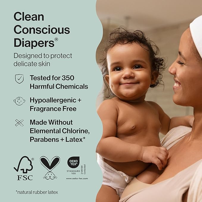 The Honest Company Comfort Dry Disposable Diapers for Sensitive Skin, Hypoallergenic, Wingin' It + Catching Rainbows, Super Club Box Size 5 (27 lbs) 84 Count