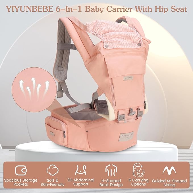 Baby Carrier Newborn to Toddler Baby Carriers with Seat Infant Baby Holder Backpack Baby Carriers Front and Back for Carrying and Hiking (Pink)