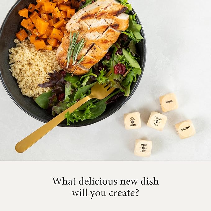 Two Tumbleweeds Foodie Dice - New Edition: Set of 9 Dice to Inspire Creative, Seasonal Meals with Take Out Die - Unique Cooking Gift