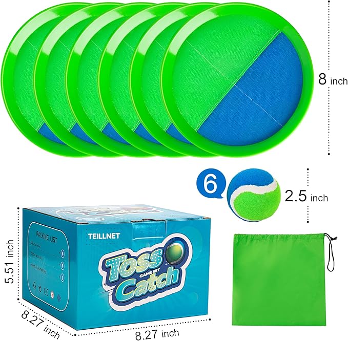 Toss and Catch Ball Set Upgraded - Beach Toys Outdoor Games Baseball Games - Sturdy & Water-Resistant Great for Pool Yard - Classic Gift for Toddlers Kids Boys Girls 3 4 5 6 7 8 9 10 11 12+ Years Old