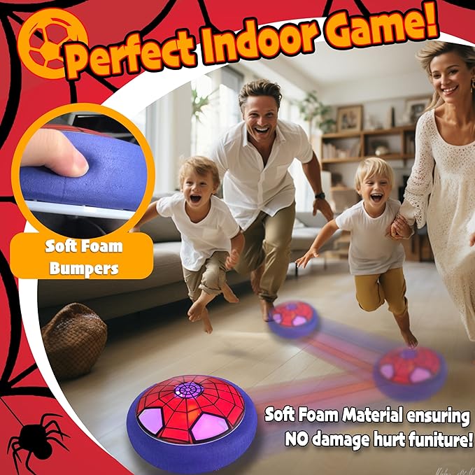 Soccer Toys for Boys 4-6 Hover Soccer Ball Indoor Gifts for Boys Kids Toys Birthday Gifts for 4 5 6 7 8 9 10 Year Old Boy Air Floating Soccer Toy with LED Lights Foam Bumper